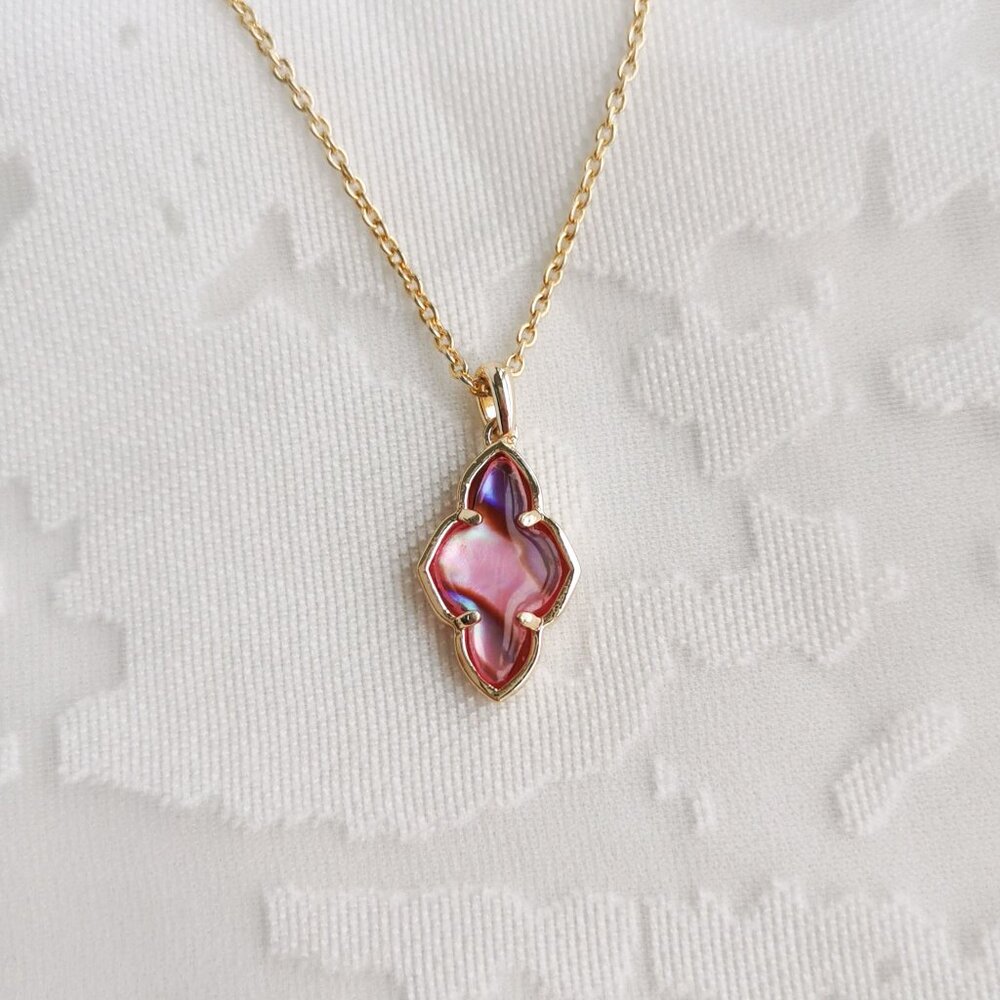 Kendra Scott Framed Abbie Gold Necklace Light Burgundy